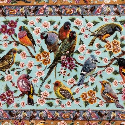 Handwoven Pictorial Rug, All-over Layout, All Silk, Qom, 127 × 85 cm Ref 70100889