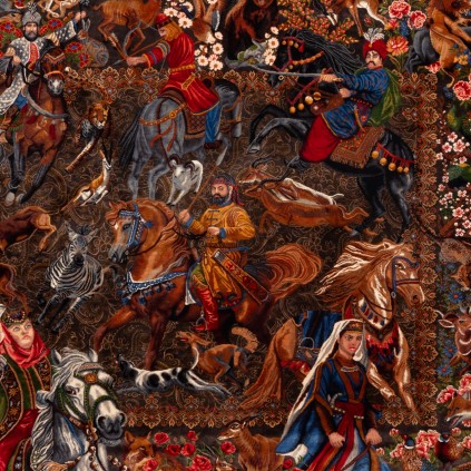 Handwoven Pictorial Rug, All-over Layout, All Silk, Qom, 152 × 100 cm Ref 70100892