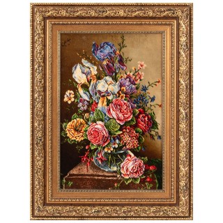 Handwoven Pictorial Rug, All-over Layout, Wool and Silk on Silk Warp, Tabriz, 40 × 60 cm Ref 70000893