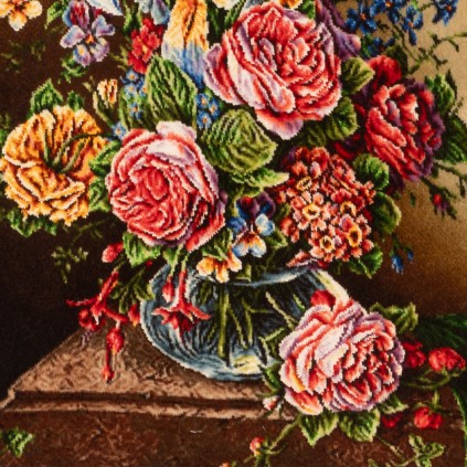 Handwoven Pictorial Rug, All-over Layout, Wool and Silk on Silk Warp, Tabriz, 40 × 60 cm Ref 70000893