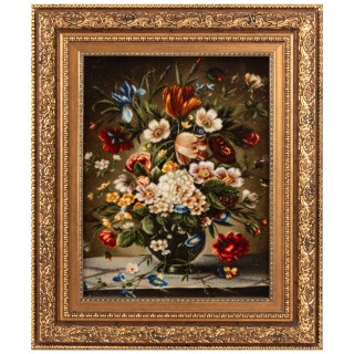 Handwoven Pictorial Rug, All-over Layout, Wool and Silk on Silk Warp, Tabriz, 40 × 53 cm Ref 70000894