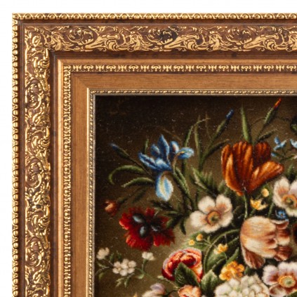 Handwoven Pictorial Rug, All-over Layout, Wool and Silk on Silk Warp, Tabriz, 40 × 53 cm Ref 70000894