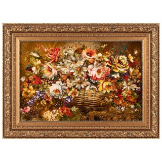 Handwoven Pictorial Rug, All-over Layout, Wool and Silk on Silk Warp, Tabriz, 96 × 49 cm Ref 70000895