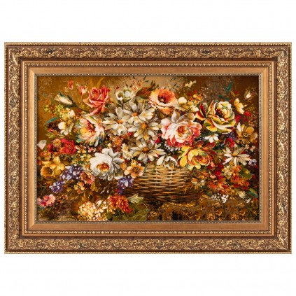 Handwoven Pictorial Rug, All-over Layout, Wool and Silk on Silk Warp, Tabriz, 96 × 49 cm Ref 70000895