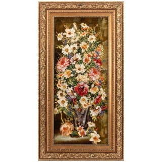 Handwoven Pictorial Rug, All-over Layout, Wool and Silk on Silk Warp, Tabriz, 30 × 91 cm Ref 70000896