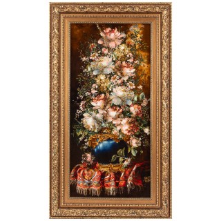 Handwoven Pictorial Rug, All-over Layout, Wool and Silk on Silk Warp, Tabriz, 47 × 97 cm Ref 70000906