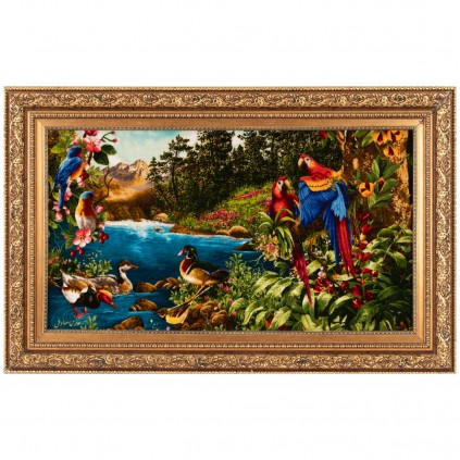 Handwoven Pictorial Rug, All-over Layout, Wool and Silk on Silk Warp, Tabriz, 52 × 95 cm Ref 70000912