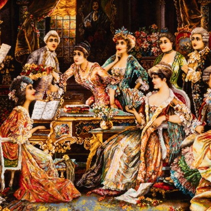 Handwoven Pictorial Rug, All-over Layout, Wool and Silk on Silk Warp, Tabriz, 108 × 61 cm Ref 70000915