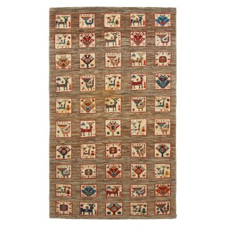 Handwoven Gabbeh, Square/Block Layout, All Wool, Shiraz, 107 × 180 cm Ref 50101379