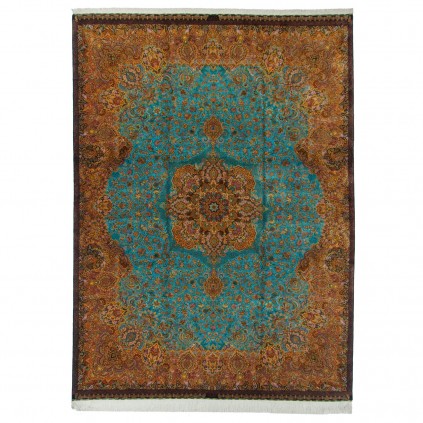 Handwoven Carpet, Corner Medallion Layout, All Silk, Qom, 300 × 408 cm Ref 11201452