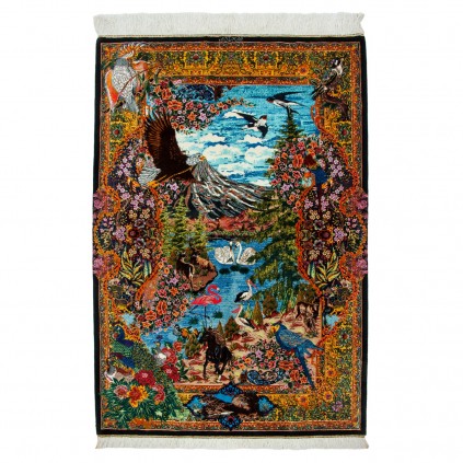 Handwoven Carpet, All-over Layout, All Silk, Qom, 102 × 150 cm Ref 10101494