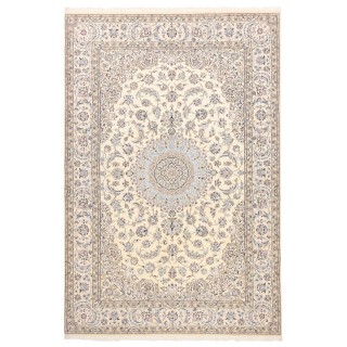 Handwoven Carpet, Corner Medallion Layout, Wool and Silk on Wool Warp, Nain, 200 × 300 cm Ref 10601100