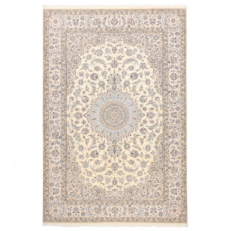 Handwoven Carpet, Corner Medallion Layout, Wool and Silk on Wool Warp, Nain, 200 × 300 cm Ref 10601100