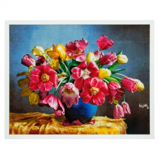 Handwoven Pictorial Rug, All-over Layout, Wool and Silk on Silk Warp, Tabriz, 64 × 81 cm Ref 70001562