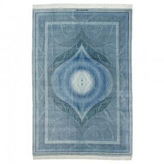 Handwoven Carpet, Medallion Layout, All Silk, Qom, 190 × 290 cm Ref