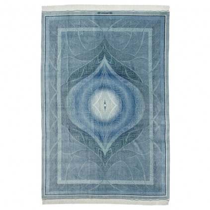 Handwoven Carpet, Medallion Layout, All Silk, Qom, 190 × 290 cm Ref
