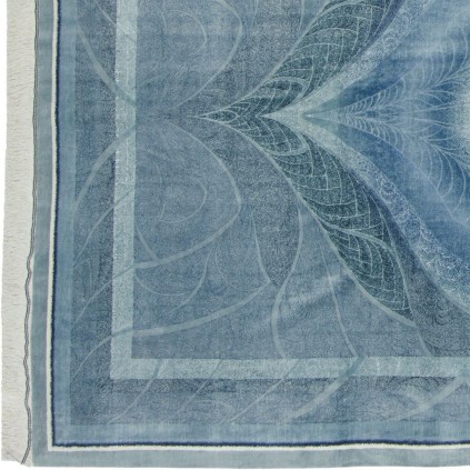 Handwoven Carpet, Medallion Layout, All Silk, Qom, 190 × 290 cm Ref