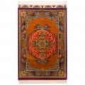 Handwoven Carpet, Corner Medallion Layout, All Silk, Qom, 100 × 147 cm Ref 10100193