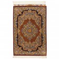 Handwoven Carpet, Corner Medallion Layout, All Silk, Qom, 80 × 116 cm Ref 10000243