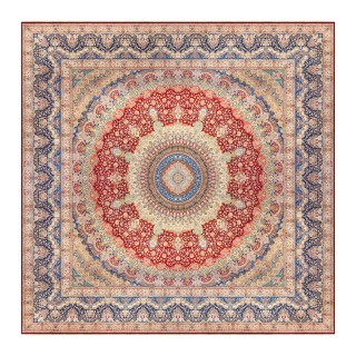 سجادة يدوية ، تصميم كامل، حرير كامل، قم، 2000 × 2000 سم الكود 140000729