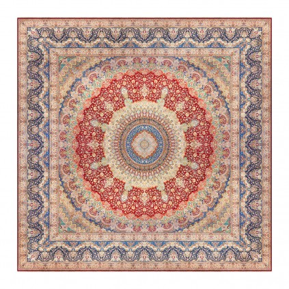 سجادة يدوية ، تصميم كامل، حرير كامل، قم، 2000 × 2000 سم الكود 140000729