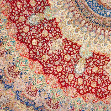 سجادة يدوية ، تصميم كامل، حرير كامل، قم، 2000 × 2000 سم الكود 140000729