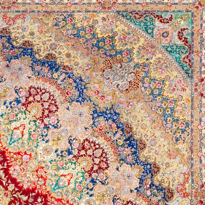 سجادة يدوية ، تصميم كامل، حرير كامل، قم، 2000 × 2000 سم الكود 140000729