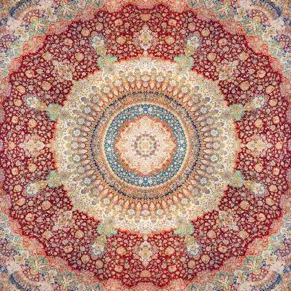 فرش دستباف  طرح ترنج دار گل ابریشم چله پشم تبریز 2000 × 3000 کد 160000727