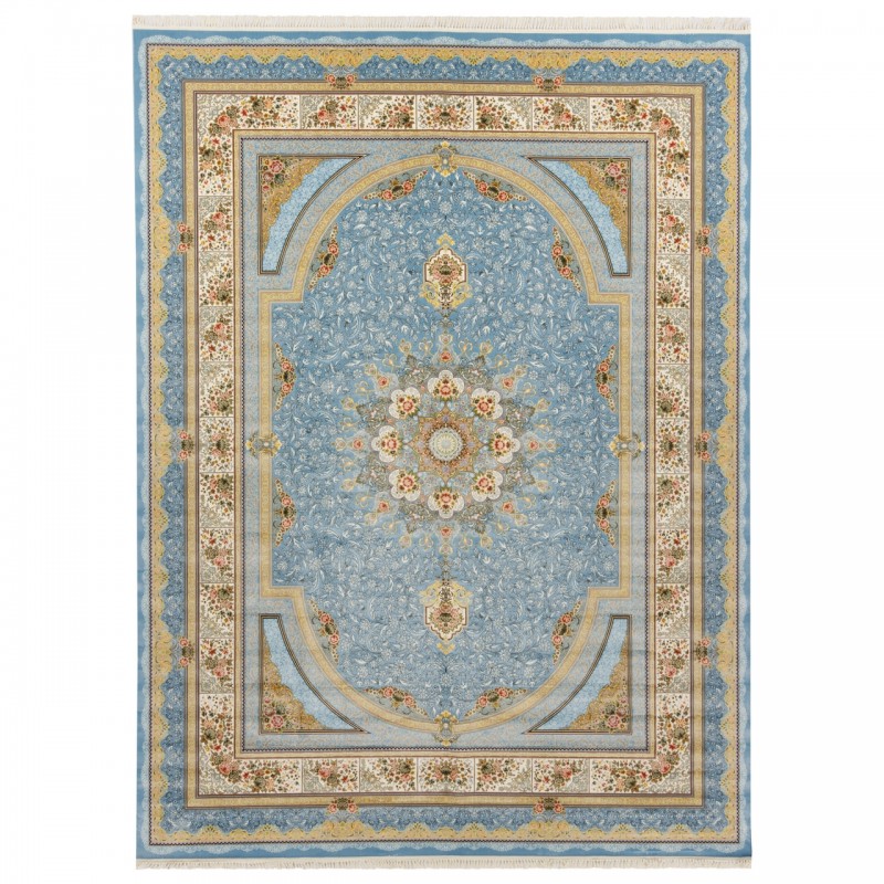 فرش ماشینی طرح لچک ترنج گلدار، اکریلیک، سبک پارسی، کد 100004