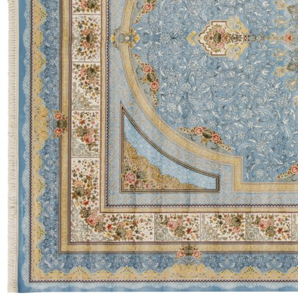 فرش ماشینی طرح لچک ترنج گلدار، اکریلیک، سبک پارسی، کد 100004