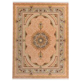 سجادة صناعية بنقشة زاوية وترنج مزخرف بالورود، أكريليك، على الطراز الفارسي، رقم 100004