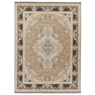 فرش ماشینی طرح لچک ترنج گلدار، اکریلیک، سبک پارسی، کد 100006