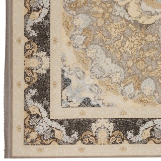 فرش ماشینی طرح لچک ترنج گلدار، اکریلیک، سبک پارسی، کد 100006