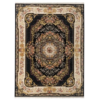 فرش ماشینی طرح لچک ترنج گلدار، اکریلیک، سبک پارسی، کد 100008