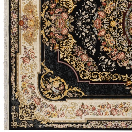 فرش ماشینی طرح لچک ترنج گلدار، اکریلیک، سبک پارسی، کد 100008