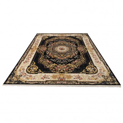 فرش ماشینی طرح لچک ترنج گلدار، اکریلیک، سبک پارسی، کد 100008