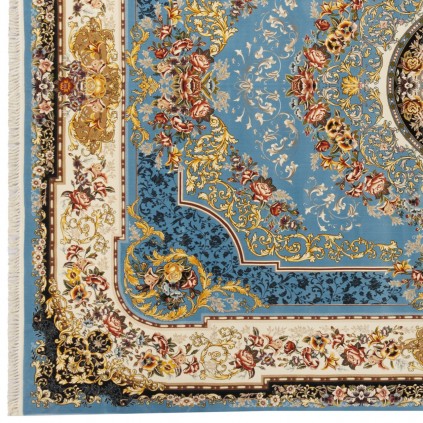 فرش ماشینی طرح لچک ترنج گلدار، اکریلیک، سبک پارسی، کد 100008