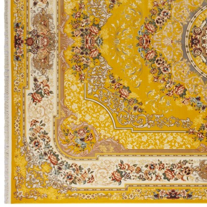 فرش ماشینی طرح لچک ترنج گلدار، اکریلیک، سبک پارسی، کد 100008