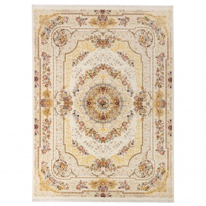 فرش ماشینی طرح لچک ترنج گلدار، اکریلیک، سبک پارسی، کد 100008