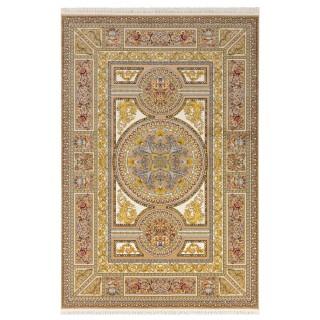 فرش ماشینی طرح ترنج دار گلدار، اکریلیک، سبک پارسی، کد 100010