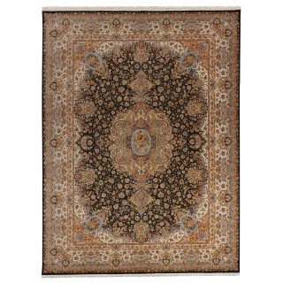 فرش ماشینی طرح لچک ترنج گلدار، اکریلیک، سبک پارسی، کد 100011