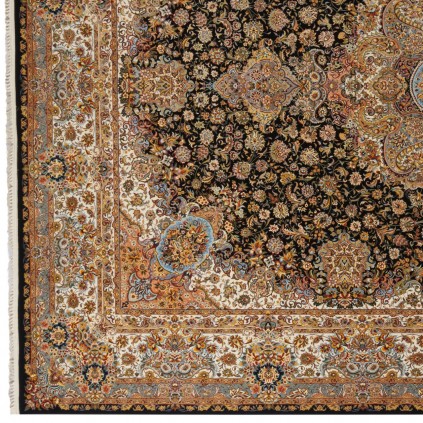 فرش ماشینی طرح لچک ترنج گلدار، اکریلیک، سبک پارسی، کد 100011