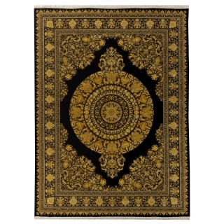 فرش ماشینی طرح لچک ترنج گلدار، اکریلیک، سبک پارسی، کد 100014