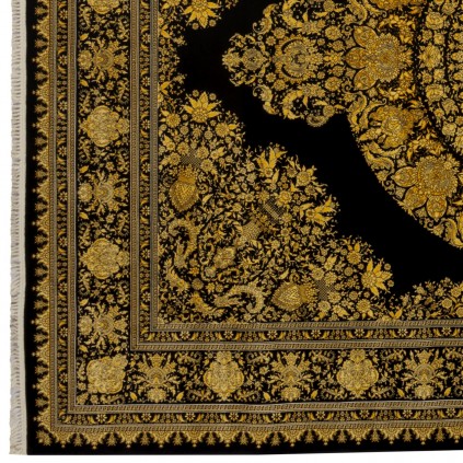 فرش ماشینی طرح لچک ترنج گلدار، اکریلیک، سبک پارسی، کد 100014