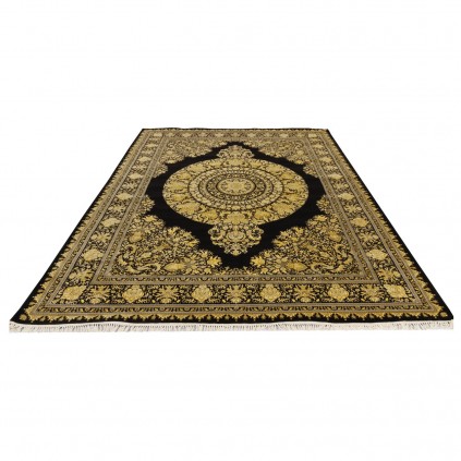 فرش ماشینی طرح لچک ترنج گلدار، اکریلیک، سبک پارسی، کد 100014