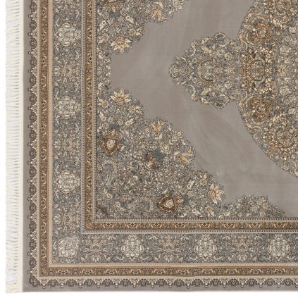 فرش ماشینی طرح لچک ترنج گلدار، اکریلیک، سبک پارسی، کد 100014