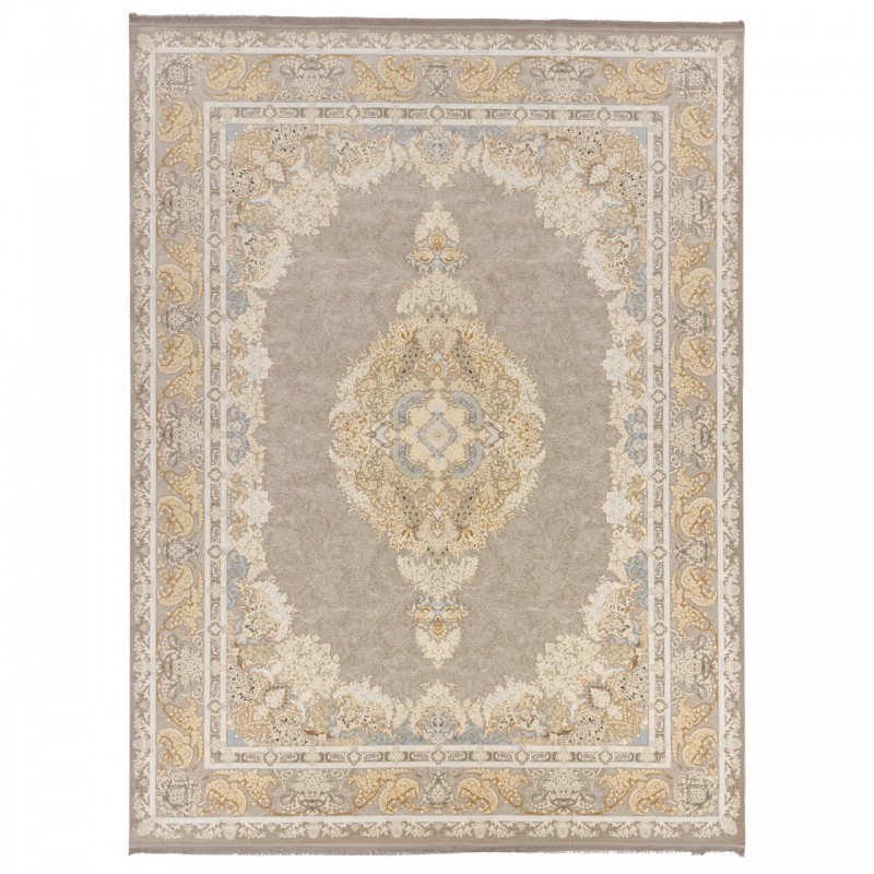 فرش ماشینی طرح لچک ترنج گلدار، اکریلیک، سبک پارسی، کد 100016