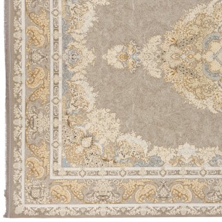 فرش ماشینی طرح لچک ترنج گلدار، اکریلیک، سبک پارسی، کد 100016