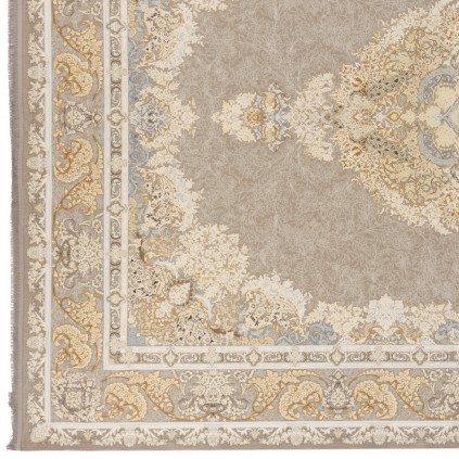 فرش ماشینی طرح لچک ترنج گلدار، اکریلیک، سبک پارسی، کد 100016