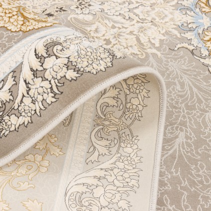 فرش ماشینی طرح لچک ترنج گلدار، اکریلیک، سبک پارسی، کد 100016